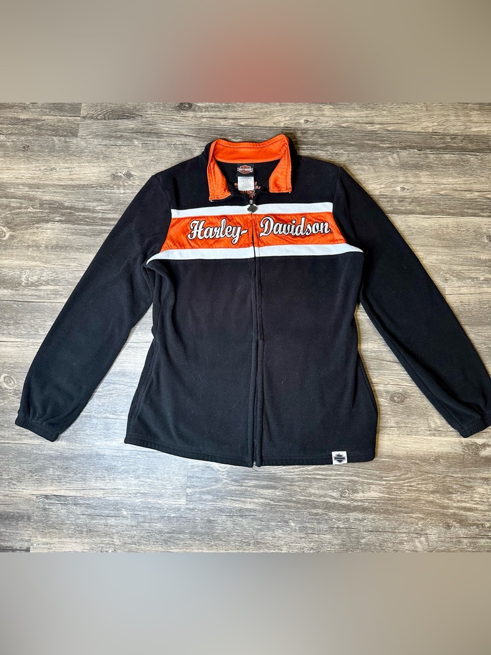 Harley-Davidson Women’s Full Zip Fleece Jacket Black Orange Lexington KY Size M